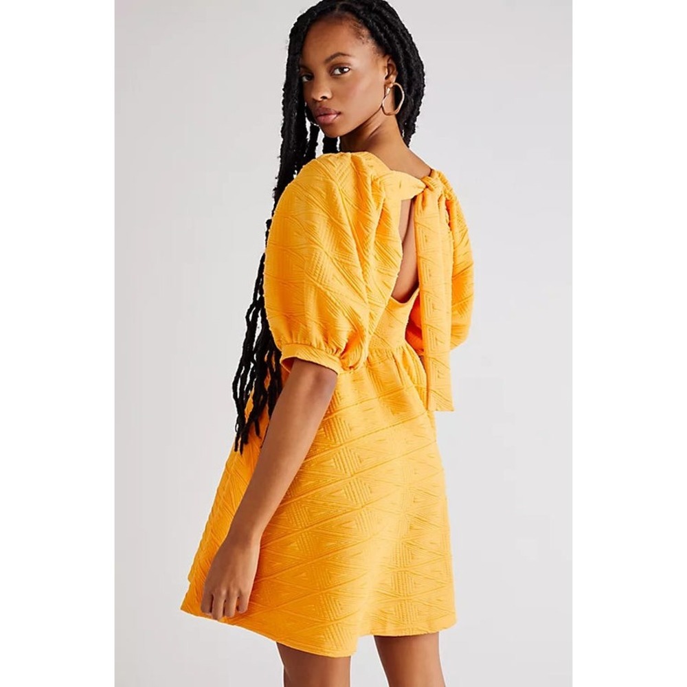 Free People Carrot Ginger Violet Mini Dress Puff Sleeves - Picture 2 of 12